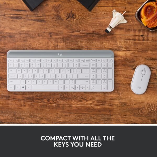 Logitech - MK470 Full-size Wireless Scissor Keyboard and Mouse Bundle for Windows with Quiet clicks - Off-White