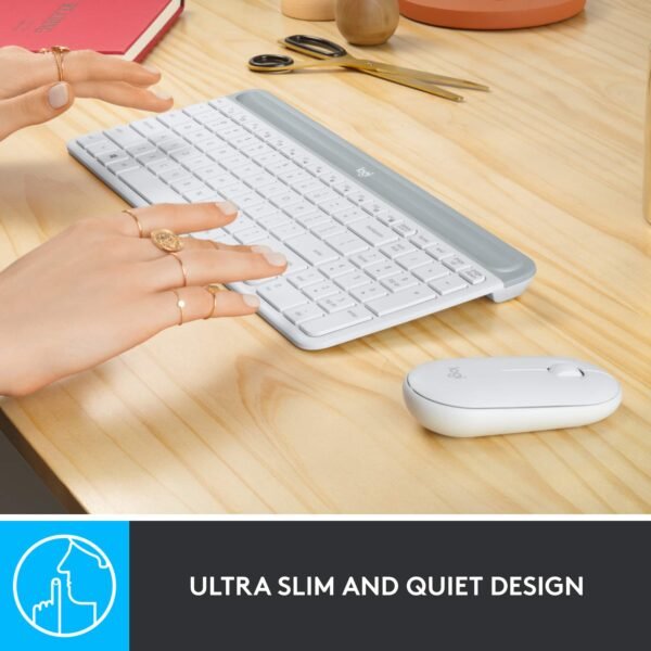 Logitech - MK470 Full-size Wireless Scissor Keyboard and Mouse Bundle for Windows with Quiet clicks - Off-White