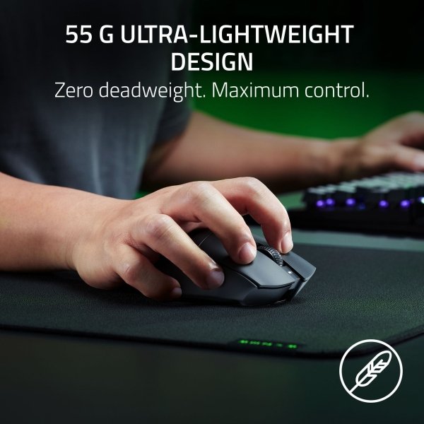 Razer - DeathAdder V3 HyperSpeed Lightweight Bluetooth Optical Gaming Mouse with 100 Hour Battery - Wireless - Black