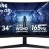 Samsung - 34” Odyssey G5 1000R Curved 1ms 165Hz QHD FreeSync Prem Gaming Monitor - Black