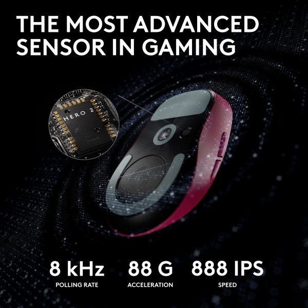 Logitech - G PRO X SUPERLIGHT 2 LIGHTSPEED Lightweight Wireless Optical HERO 2 Sensor 44 000 DPI Gaming Mouse with 8K Polling - Wireless - Magenta