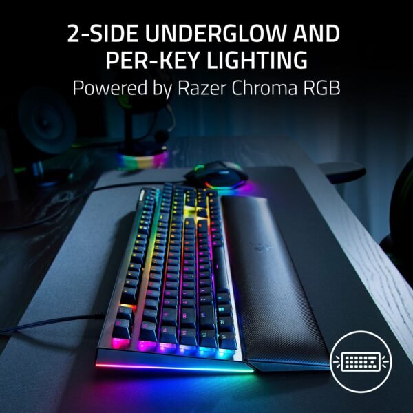 Razer - BlackWidow V4 Full Size Wired Mechanical Green Clicky Switch Gaming Keyboard with Chroma RGB Backlighting - Black