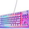 TKL Wired Membrane Whisper Quiet Switch Gaming Keyboard 8 zone RGB Backlighting - Lavender