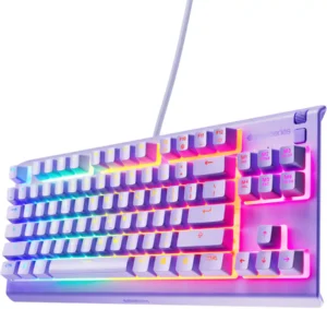 TKL Wired Membrane Whisper Quiet Switch Gaming Keyboard 8 zone RGB Backlighting - Lavender