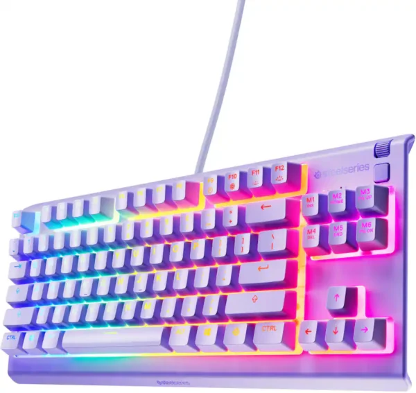 TKL Wired Membrane Whisper Quiet Switch Gaming Keyboard 8 zone RGB Backlighting - Lavender